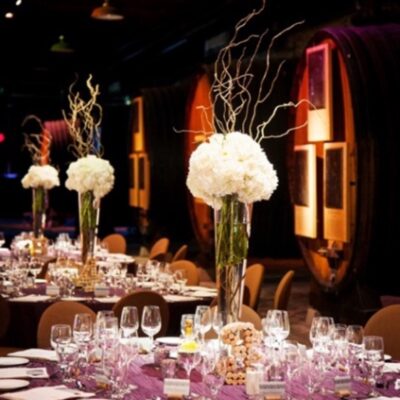 White HYDRANGEAS centerpiece for weddings and events in las vegas