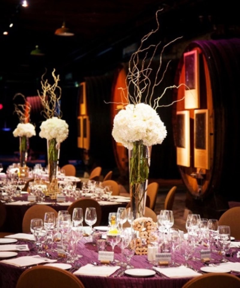 White HYDRANGEAS centerpiece for weddings and events in las vegas