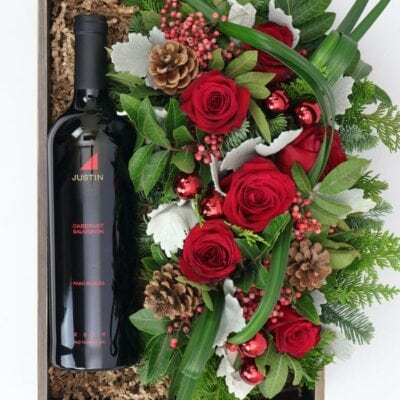 WINE & CHRISTMAS FLOWERS