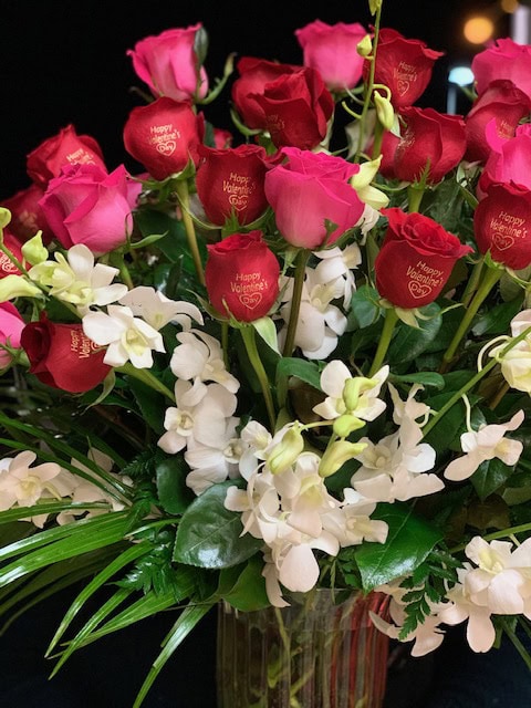 Red And Pink Roses With White Orchids - Image 2