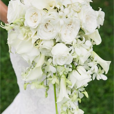 all white bridal boquuet