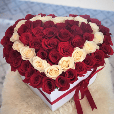 60 HEART ROSES BOX