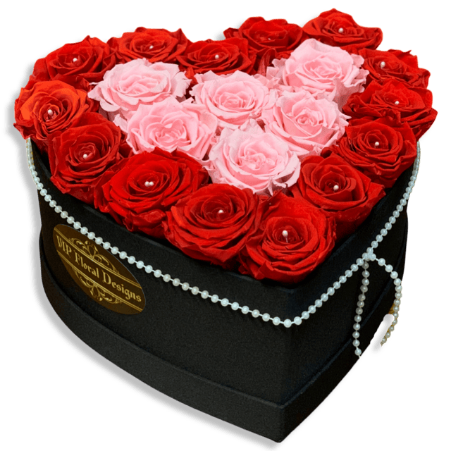 heart with pink and red roses