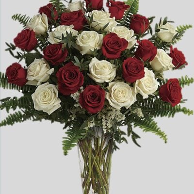 red and white roses long stems