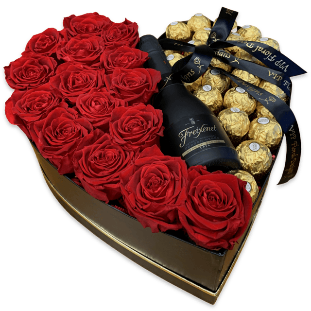 15 Preserved Roses, Champagne And Chocolate