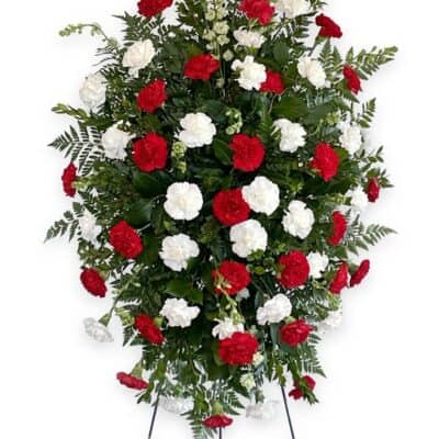 Funeral Flowers Las Vegas, red and white carnations funeral spray