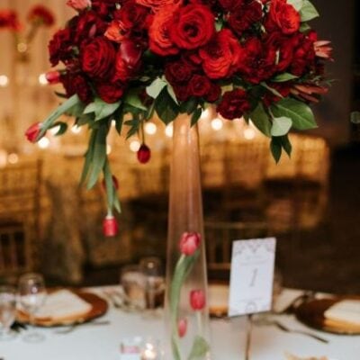 Red Flowers Tall Centerpiece