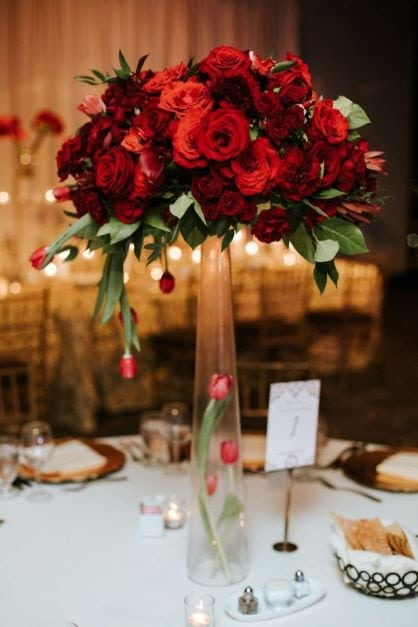 Red Flowers Tall Centerpiece