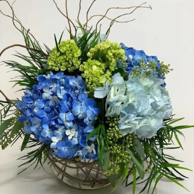 Blue and Green Events Flowers centerpiece