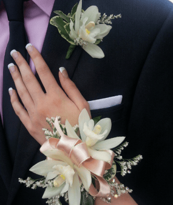 CYMBIDIUM ORCHID CORSAGE AND BOUTONNIERE