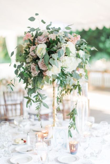 dusty and cream flower centerpiece