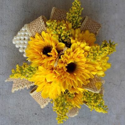 mini sunflowers wrist corsage