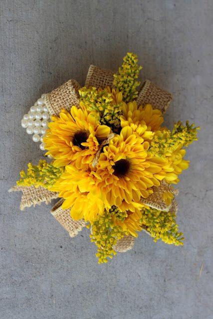 mini sunflowers wrist corsage