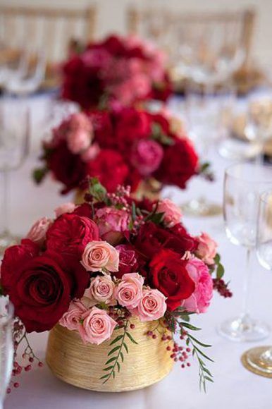 Pink, Red and Gold Flower Centerpiece las vegas