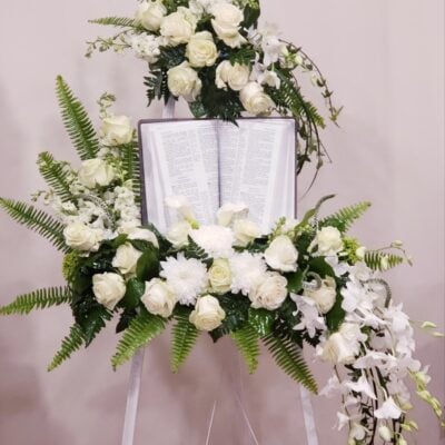 the holy bible funeral flower arrangement las vegas