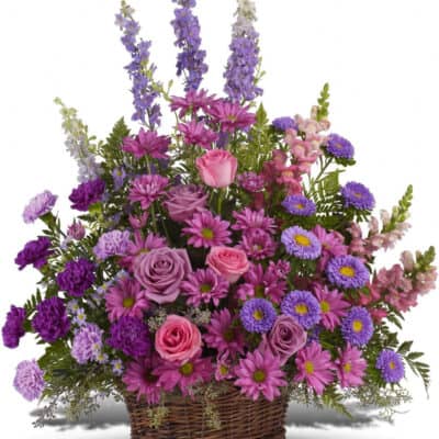 PURPLE FUNERAL BASKET