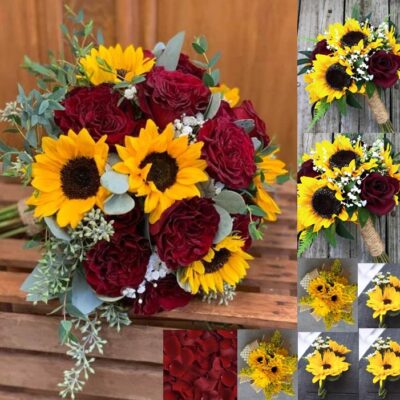 Sunflowers and Red Roses Wedding flowers package in las vegas nevada