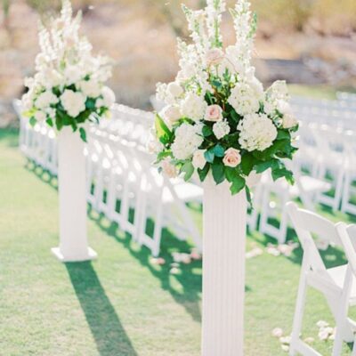 White Flower Aisle Arrangements