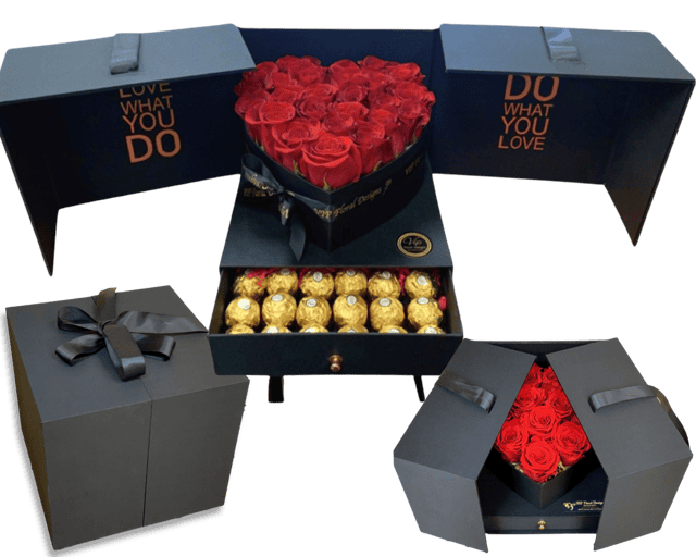 gift flower box with chocolate
