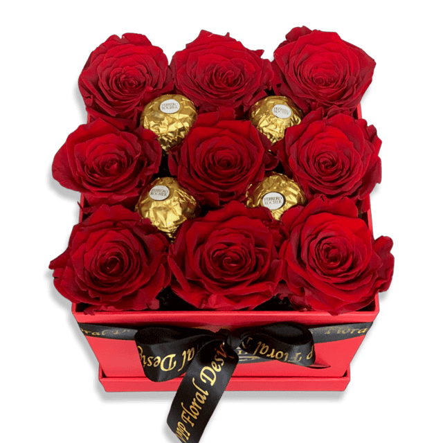 9 Preserved Red Roses and Chocolate - Image 3
