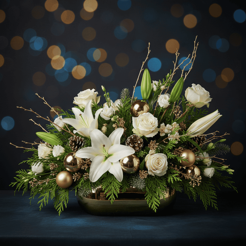 Opulent White & Gold Christmas Centerpiece