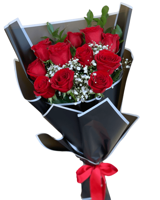 12 WRRAPED RED ROSES BOUQUET FLOWERS LAS VEGAS