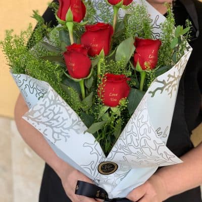 I LOVE YOU wrapped bouquet of red roses in las vegas nevada for same day delivery