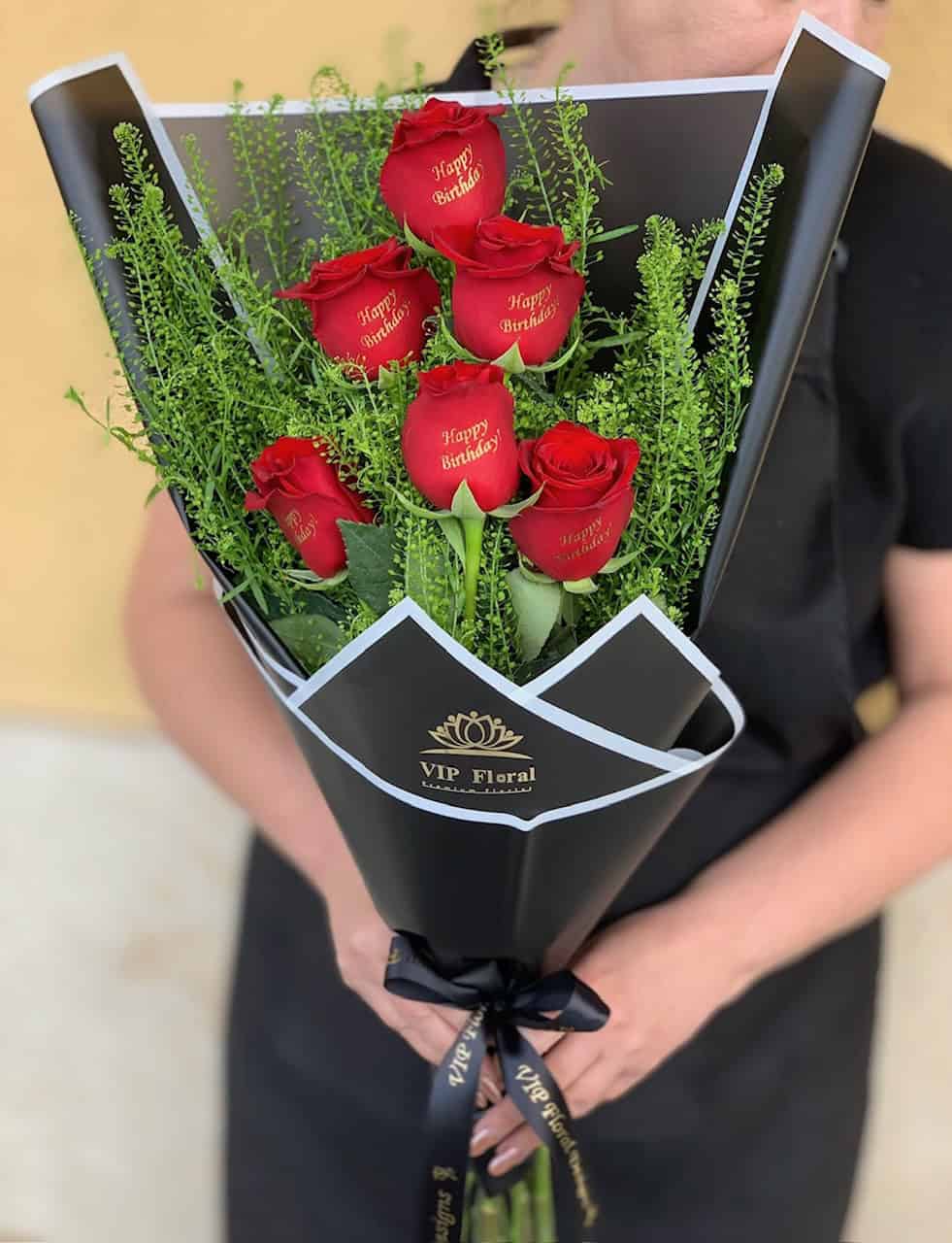 Happy Birthday Bouquet with embossed roses in Las Vegas