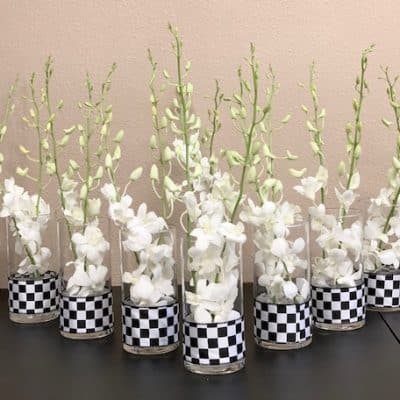 Elegant White Dendrobium Orchid Centerpieces - Set of 15