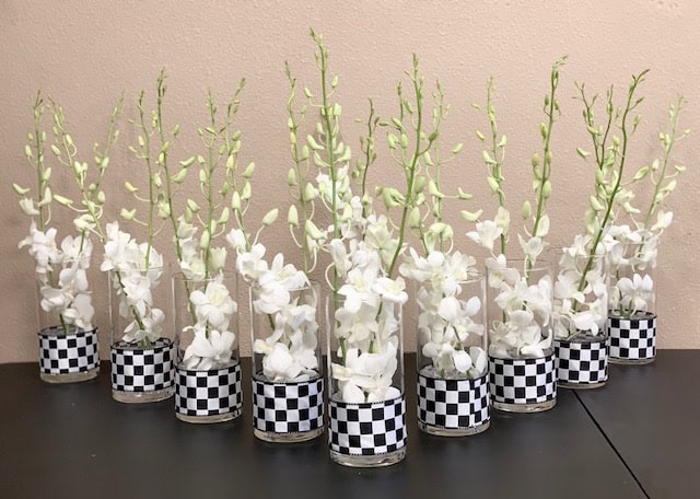 Elegant White Dendrobium Orchid Centerpieces - Set of 15
