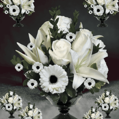 Elegant Noir BLAKC AND WHITE Flower Centerpiece