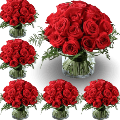 Scarlet Serenity red roses centerpiece for special events in las vegas