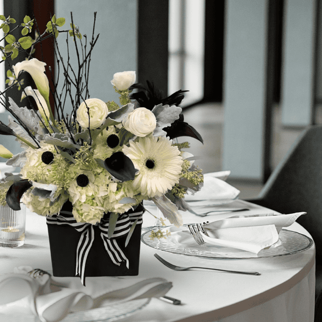 Regal Elegance Floral Collection black and white flower centerpiece