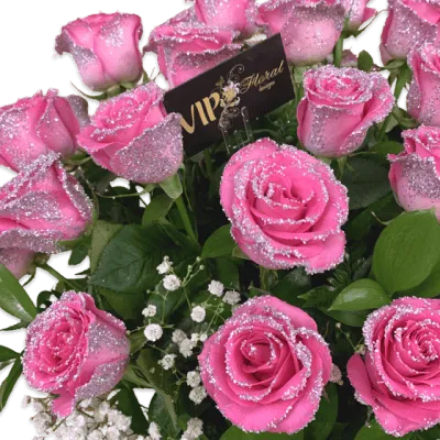 Pink Glitter Roses Bouquet