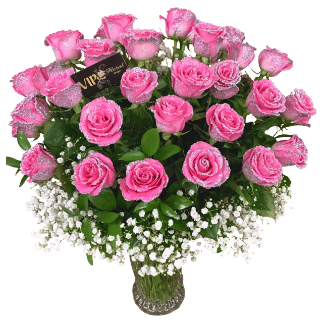 Pink Glitter Roses Bouquet Las Vegas
