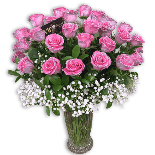 Pink Glitter Roses Bouquet Flowers Las Vegas