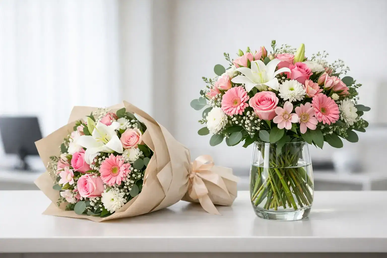 Presentation Bouquet vs Vase Arrangement