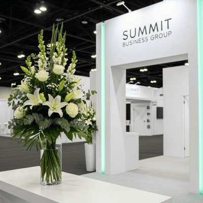 Trade Show Classic flower arrangement for convention booth by Las Vegas florist VIP FLORAL