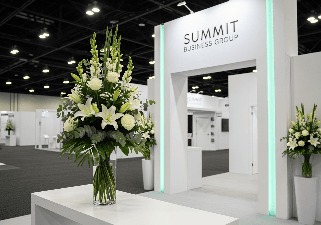 Trade Show Classic flower arrangement for convention booth by Las Vegas florist VIP FLORAL
