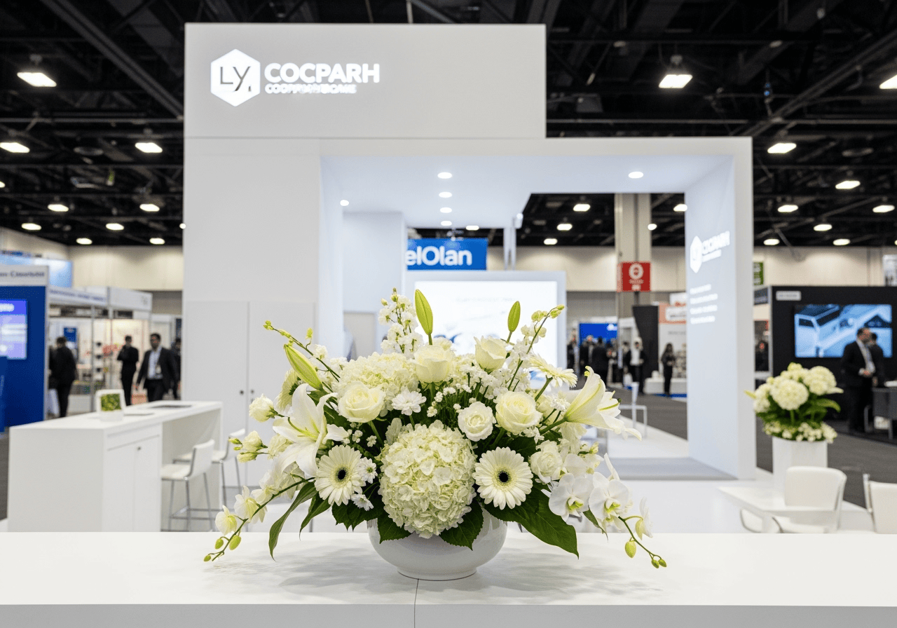 Luxury convention booth flower arrangement by Las Vegas florist VIP FLORAL