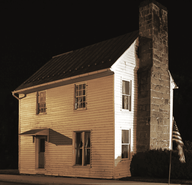 Visiting historic house in Hardy County, West Virginia, at night.