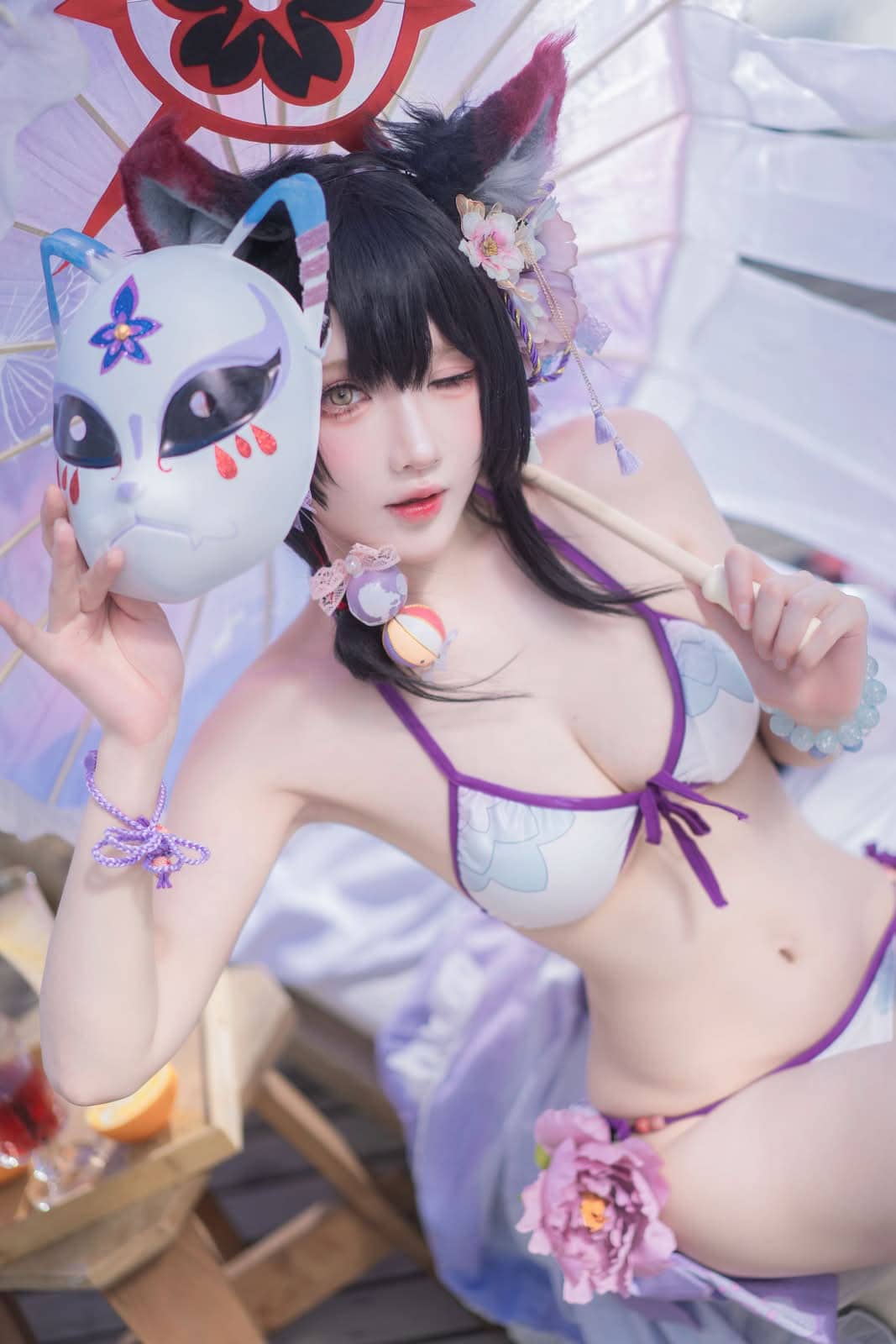 阿包也是兔娘|蔚蓝档案 狐坂若藻 水着 COS写真:随性洒脱的度假格调 12 蔚蓝档案 狐坂若藻COS 夏日泳装甜飒风格写真