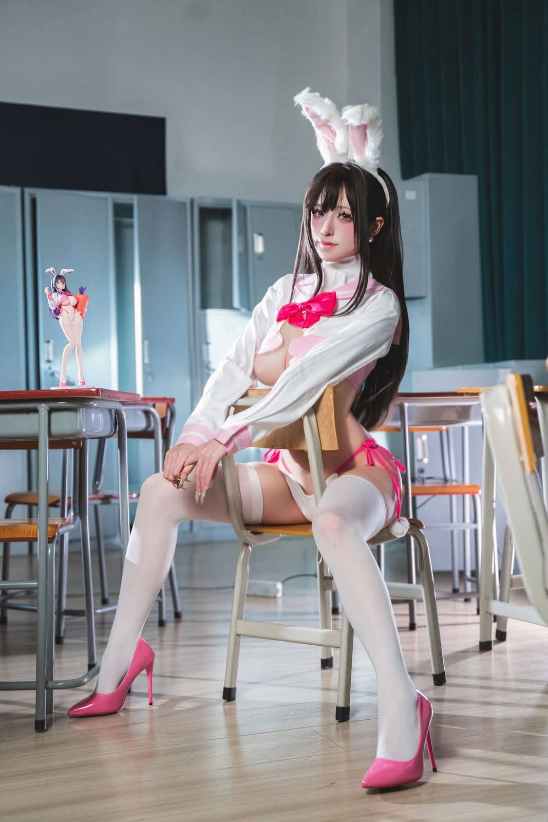 双木扶苏|蔚蓝档案 卯之樱 JK兔女郎 COS写真:校园氛围感的温柔诠释 11 双木扶苏卯之樱COS校园青春氛围