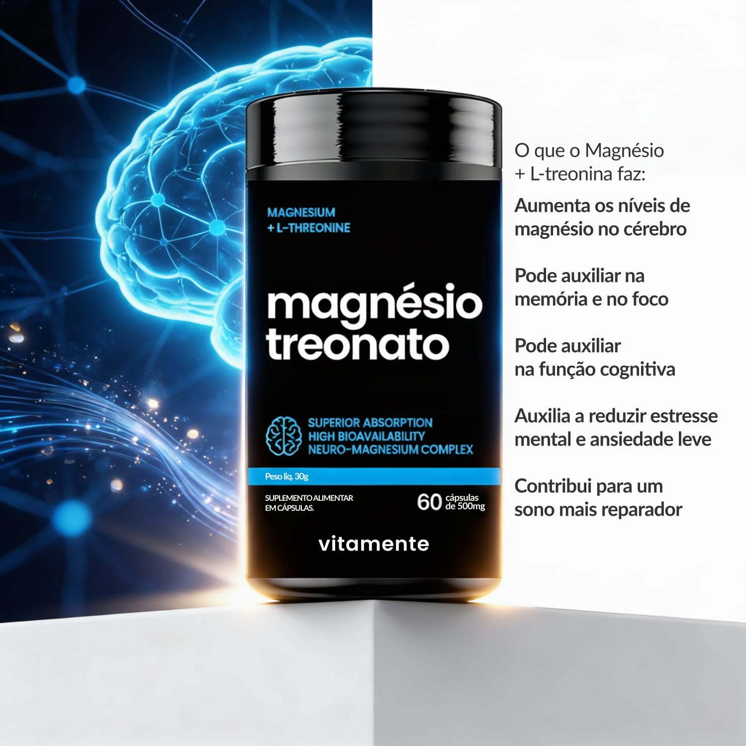 Magnésio Treonato Vitamente 60caps - Imagem 2