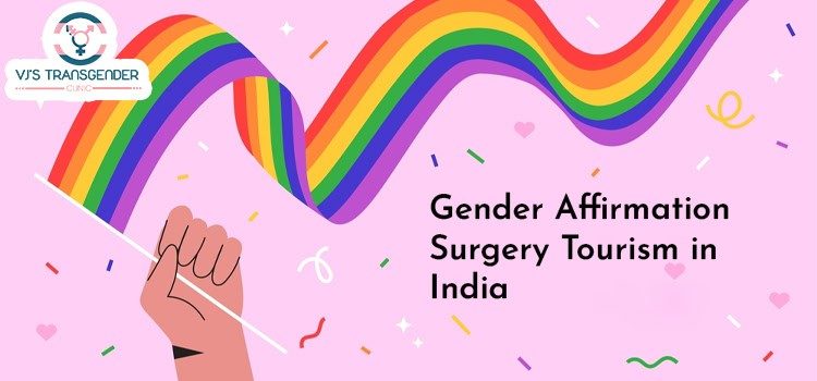 Rainbow flag with gender affirmation surgery tourism in India at VJ Transgender Clinics.