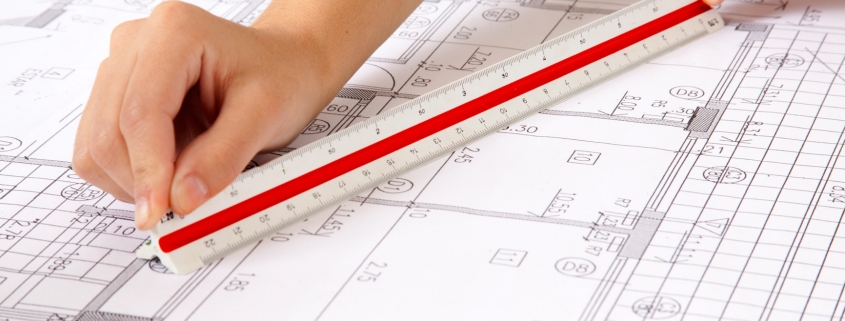 Detailed interior home renovation blueprint with precise measurements and layout plans.