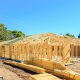 Wooden frame of a new residential house under construction in Sydney.