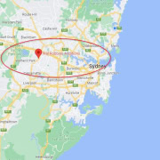 Map showing Sydney area with Wal Robbins Additions location highlighted.
