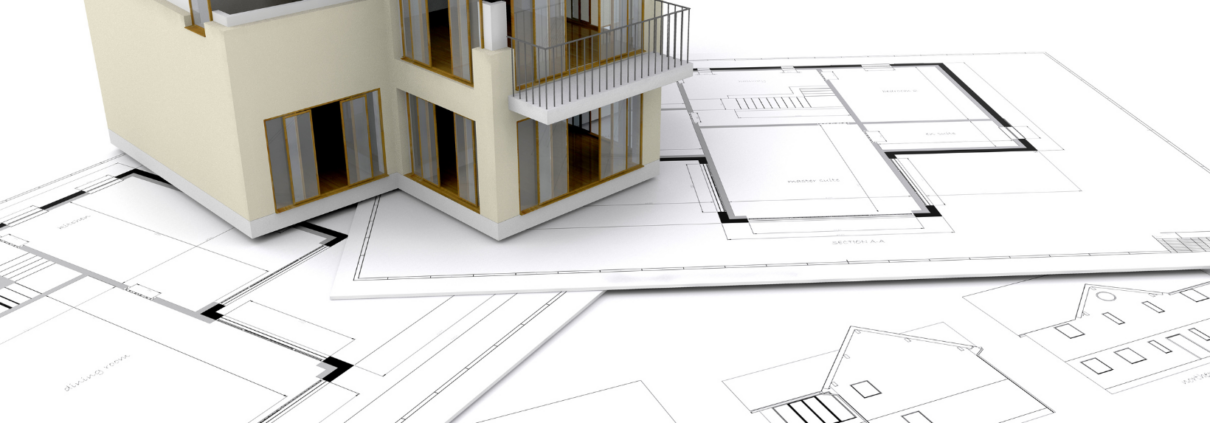 New residential building in Sydney with wooden framing and architectural plans.