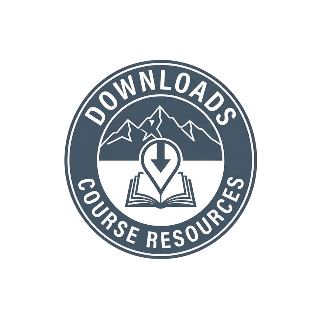 Wanaka Mountain Guides summer mountaineering course logo with mountains and download icon.